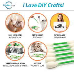 Glaciart One Swabs Cat Toys with Catnip close-up shows natural wool texture for gentle chewing.