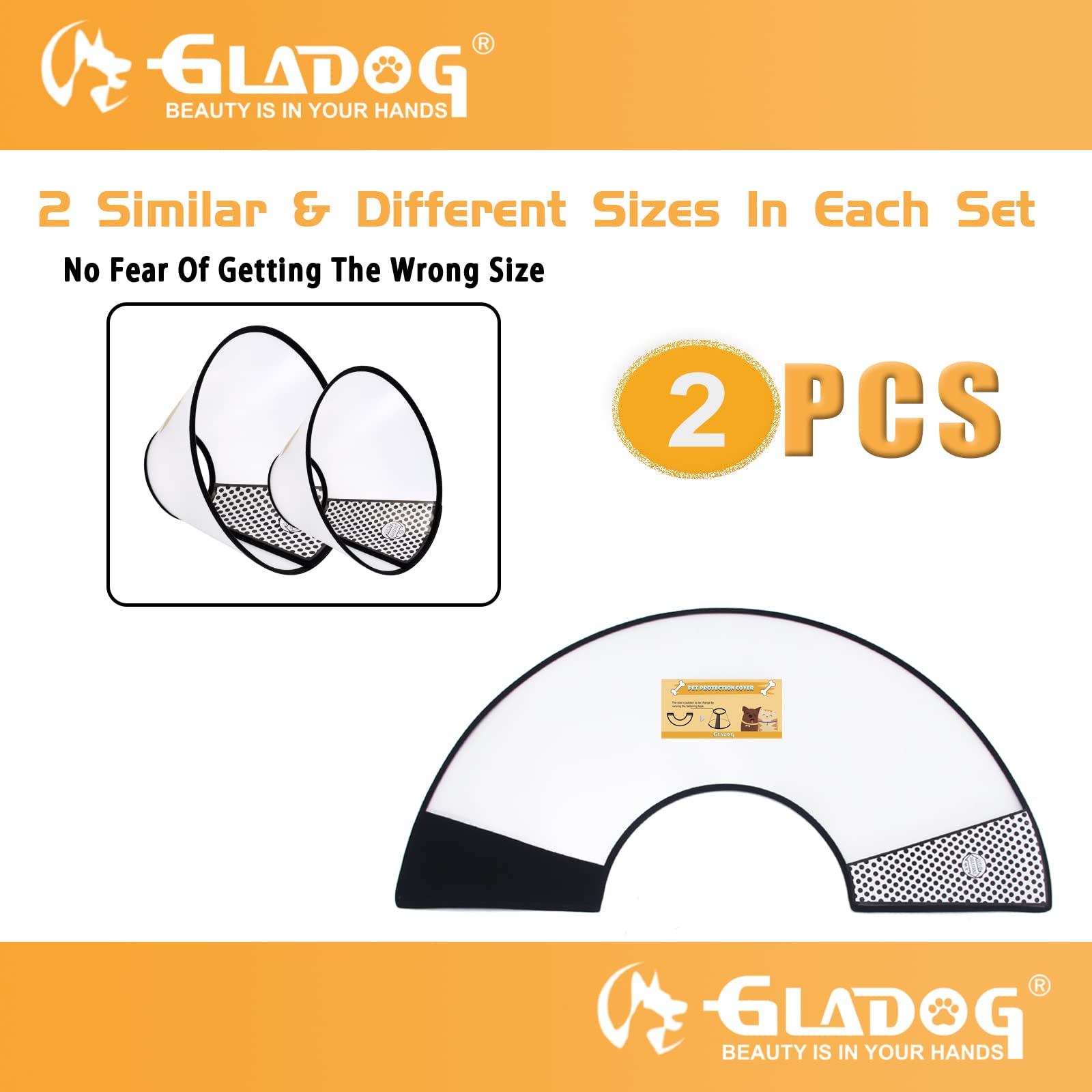 GLADOG cone collar close-up shows soft edges for gentle comfort.