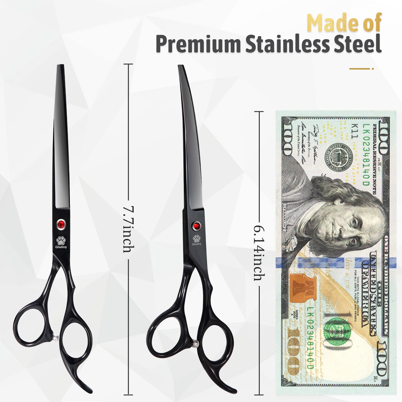GLADOG curved 7.7-inch scissors in action for precise shaping