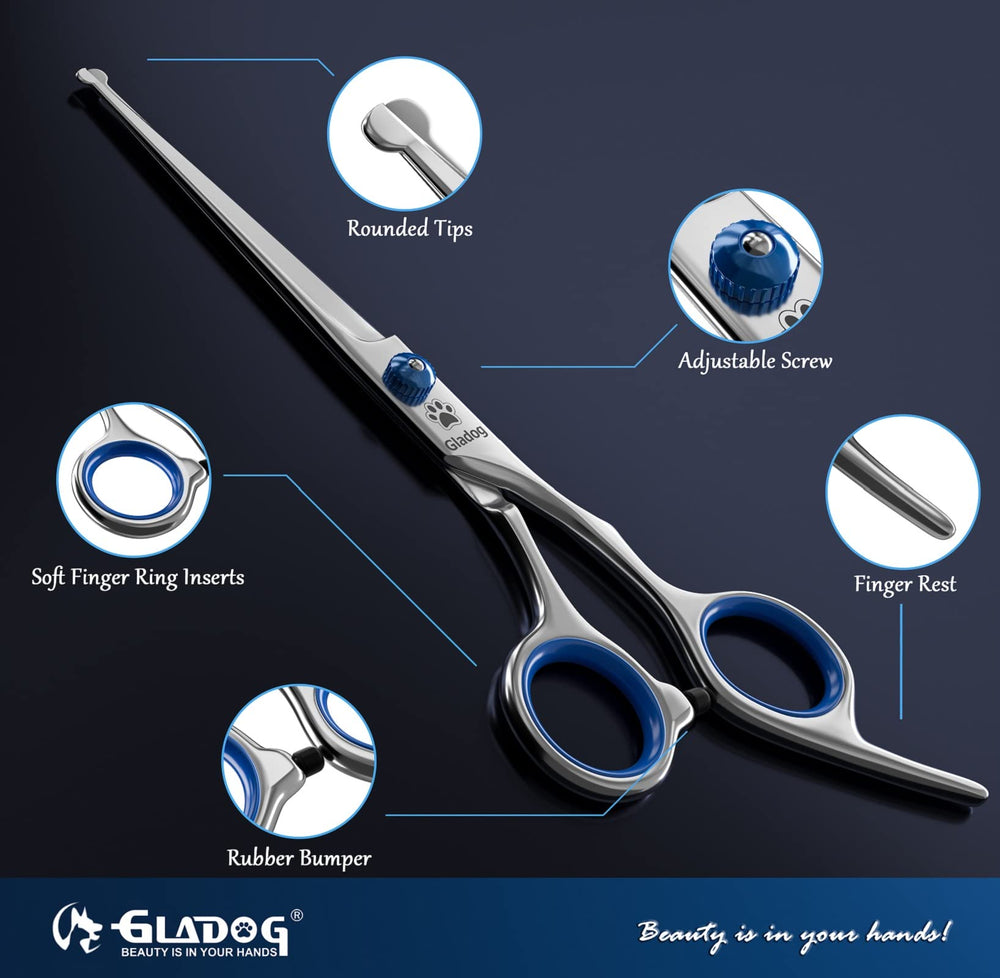 GLADOG 6.5-inch straight scissor close-up for clean edge lines