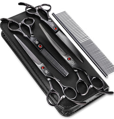 GLADOG grooming scissors kit in leather case for portable professional pet grooming