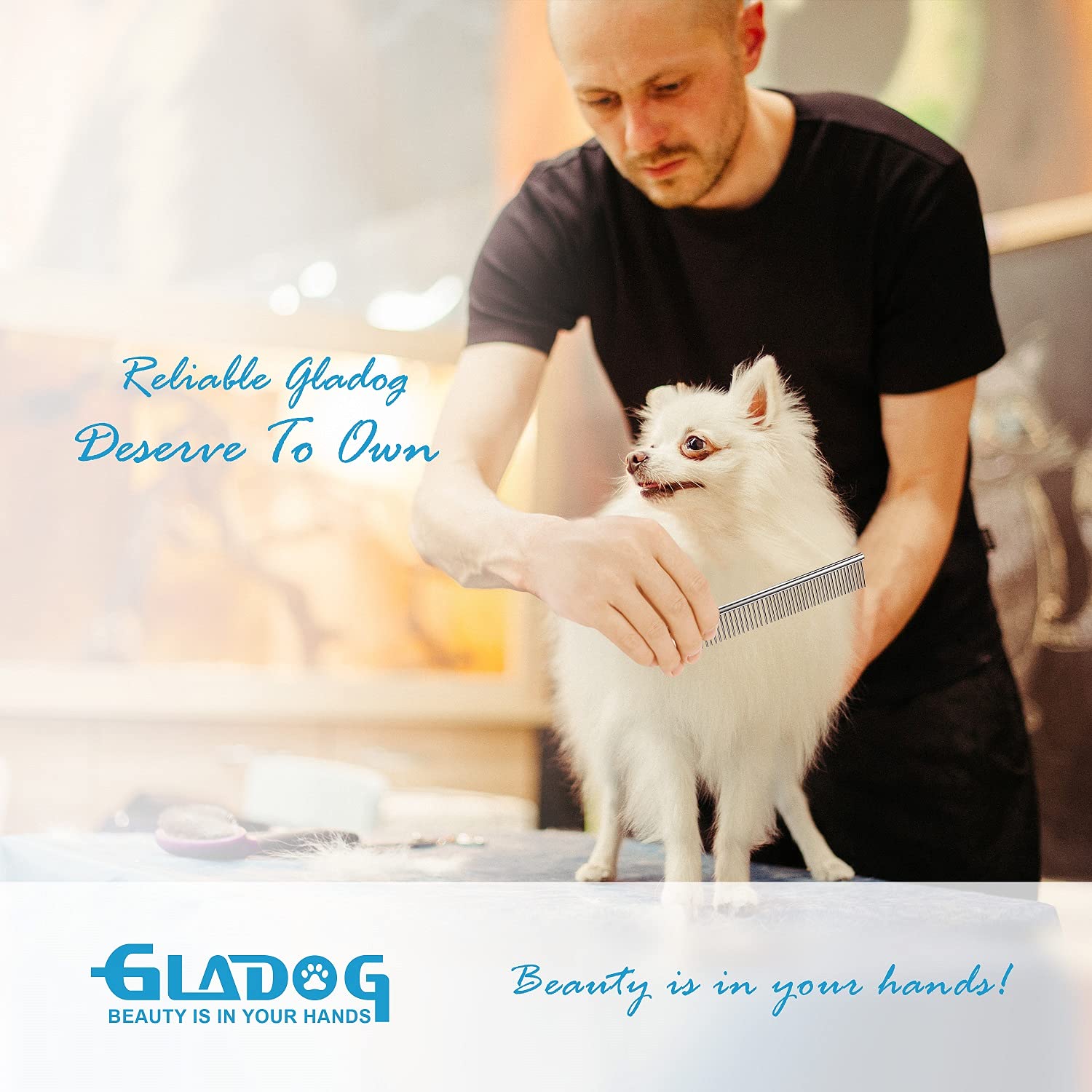 GLADOG pet comb for detangling and prep