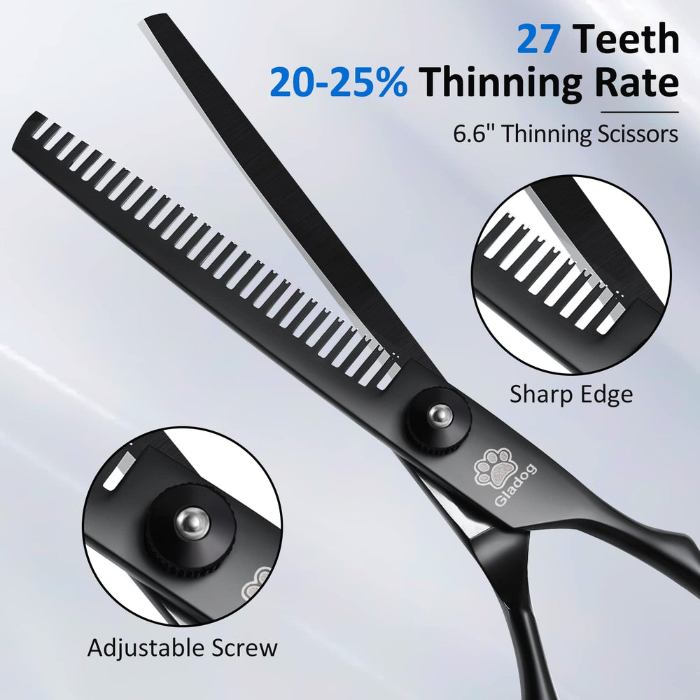 GLADOG professional 6.5-inch curved shears with ergonomic grip for curve trimming.