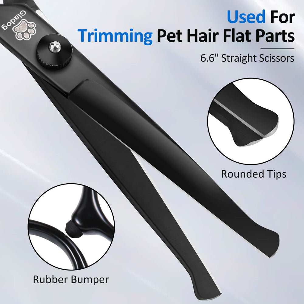GLADOG professional 6.5-inch straight shears for clean borders on fur.