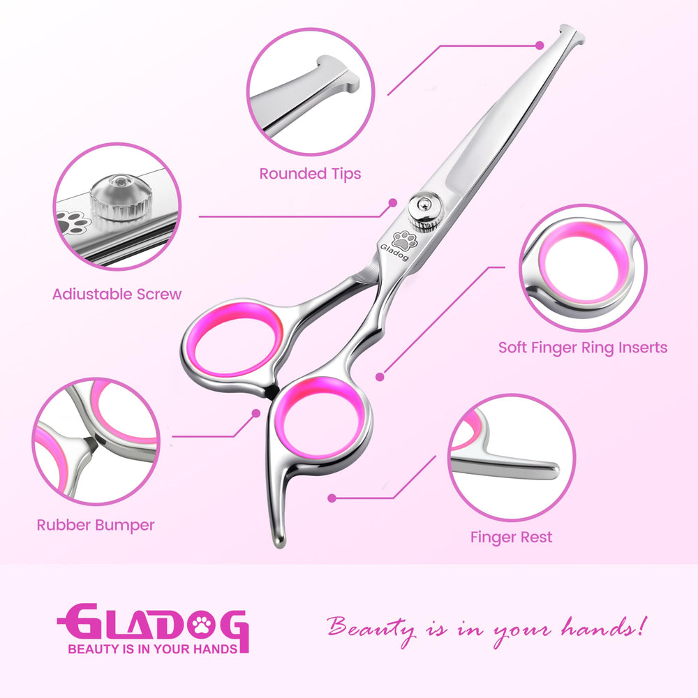 GLADOG rounded-tip dog-cat scissors close-up for safe trimming.