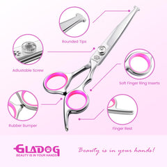 GLADOG rounded-tip dog-cat scissors close-up for safe trimming.