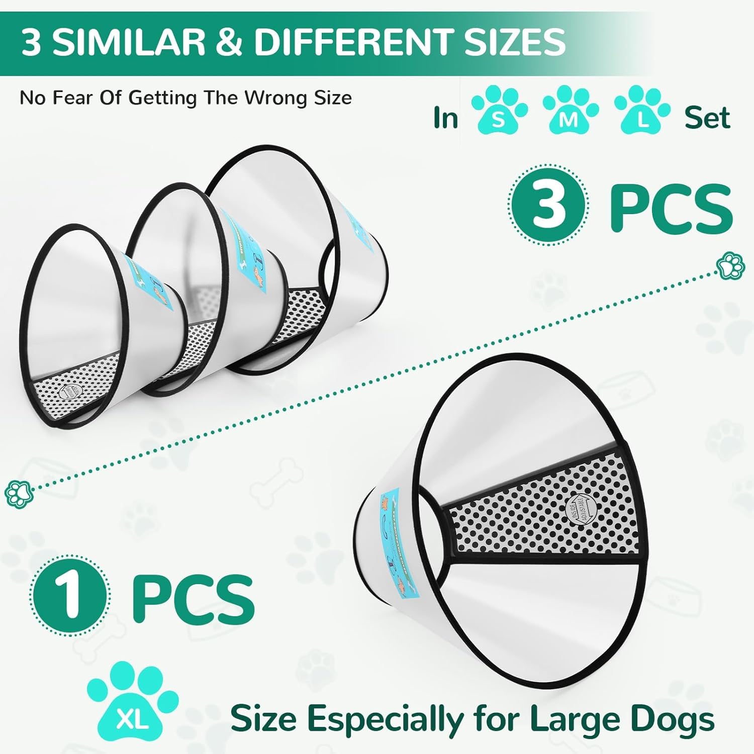 GLADOG Collar cono suave con tres tallas para perros