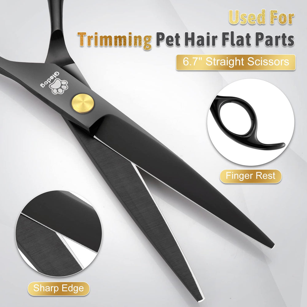 GLADOG stainless-steel blades close-up for sharp, durable grooming performance.