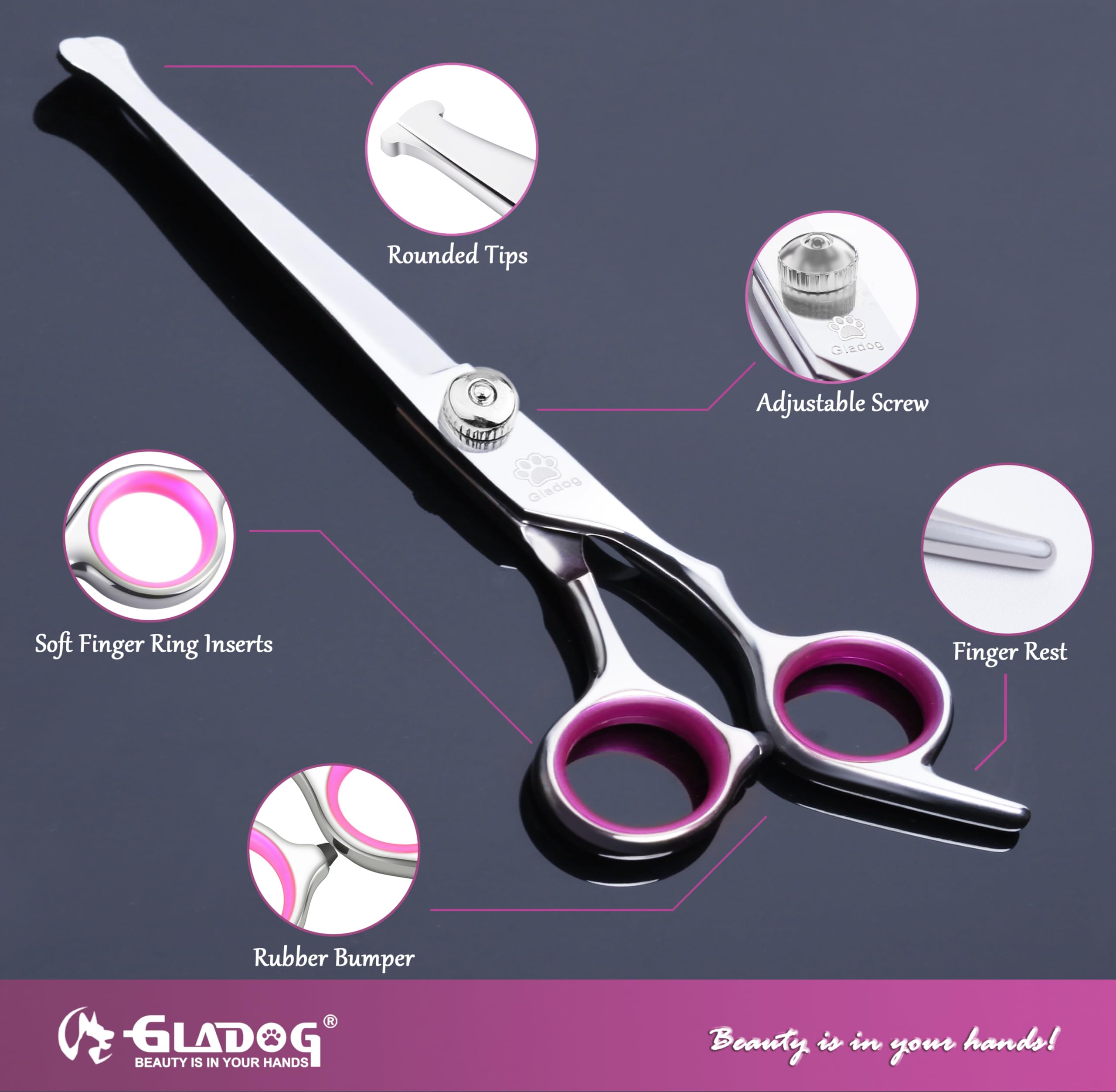 GLADOG straight scissors image shows clean cuts for precise trims.