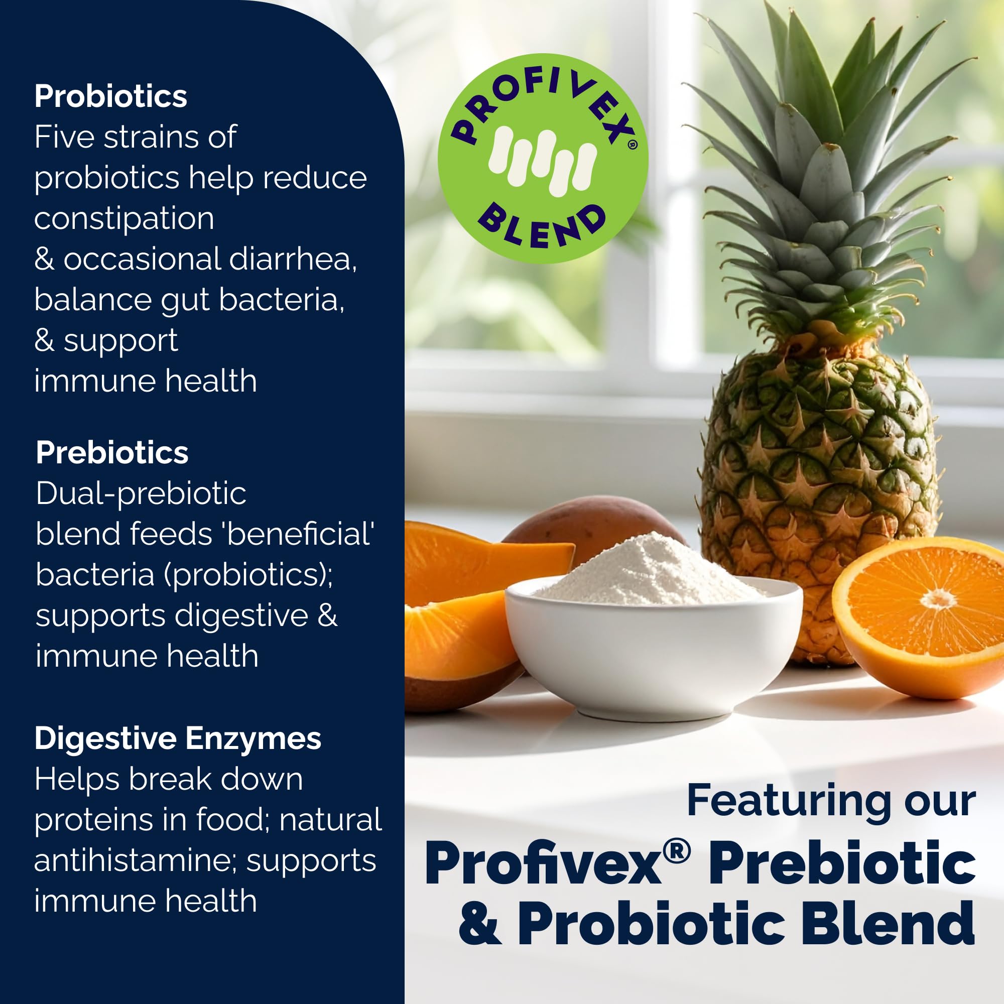 Vetnique Glandex – digestive enzymes close-up illustrating added support.
