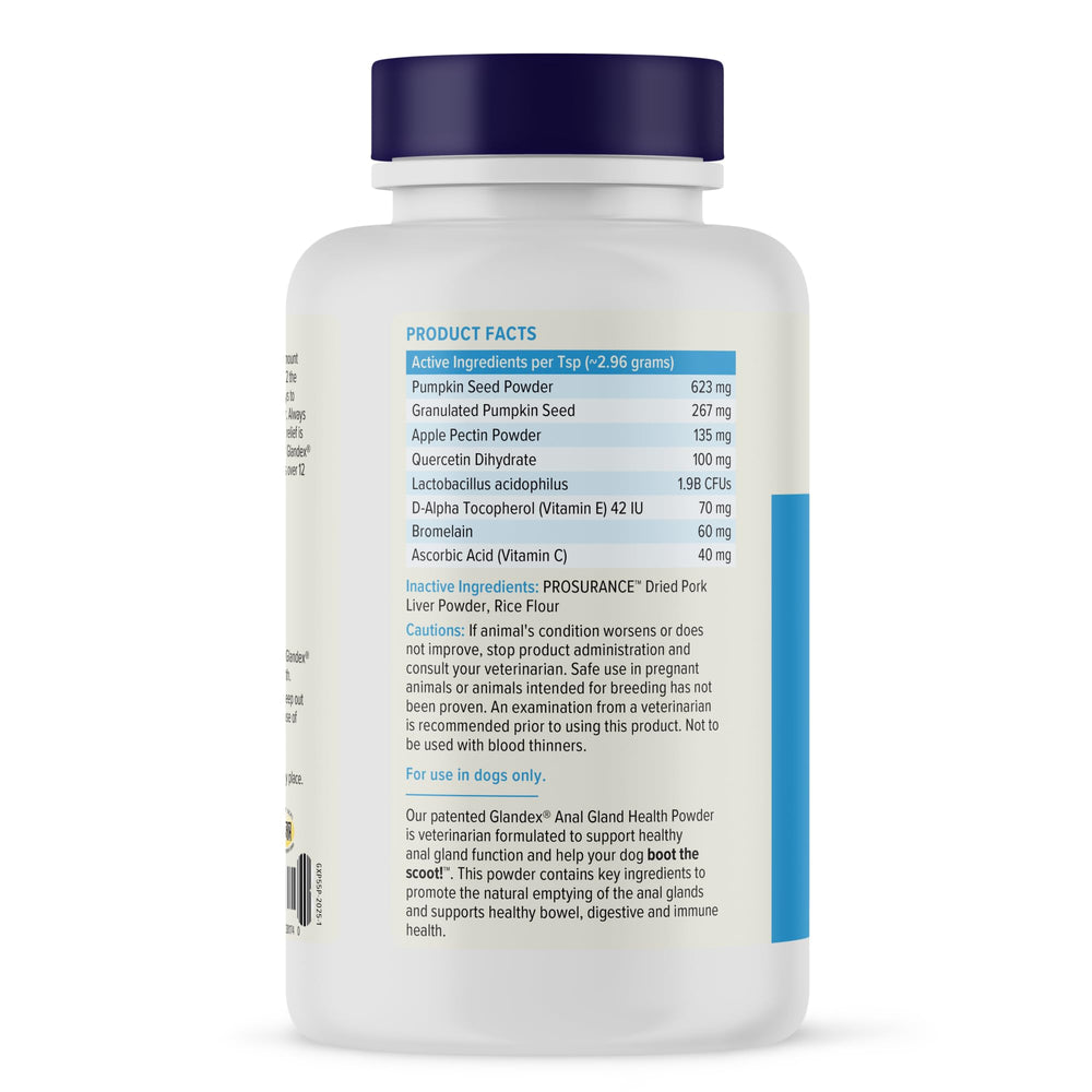 Glandex digestive enzymes probiotics powder aids digestive balance in dogs