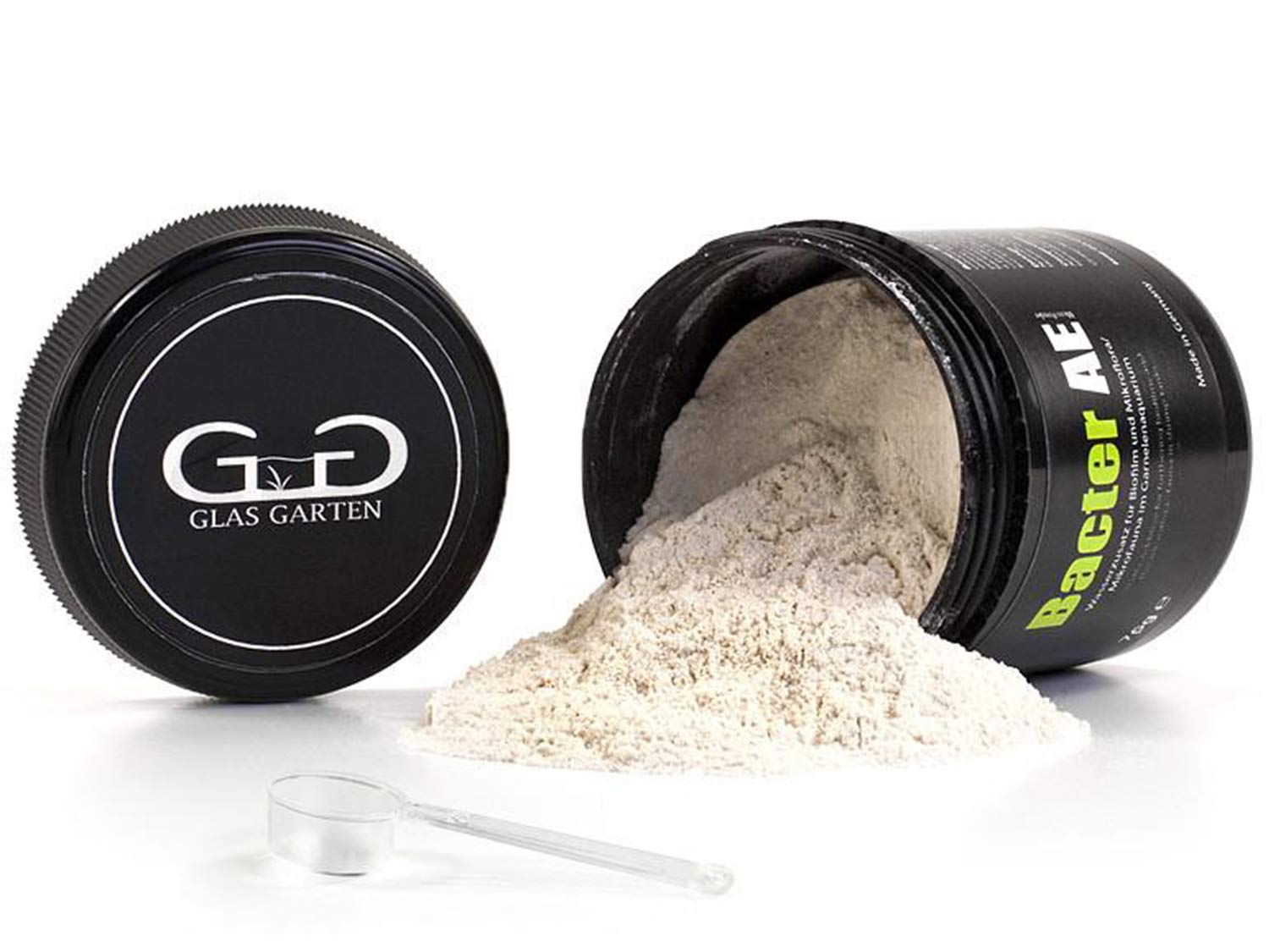 GlasGarten Bacter AE micro powder jar ready to dispense for biofilm support.