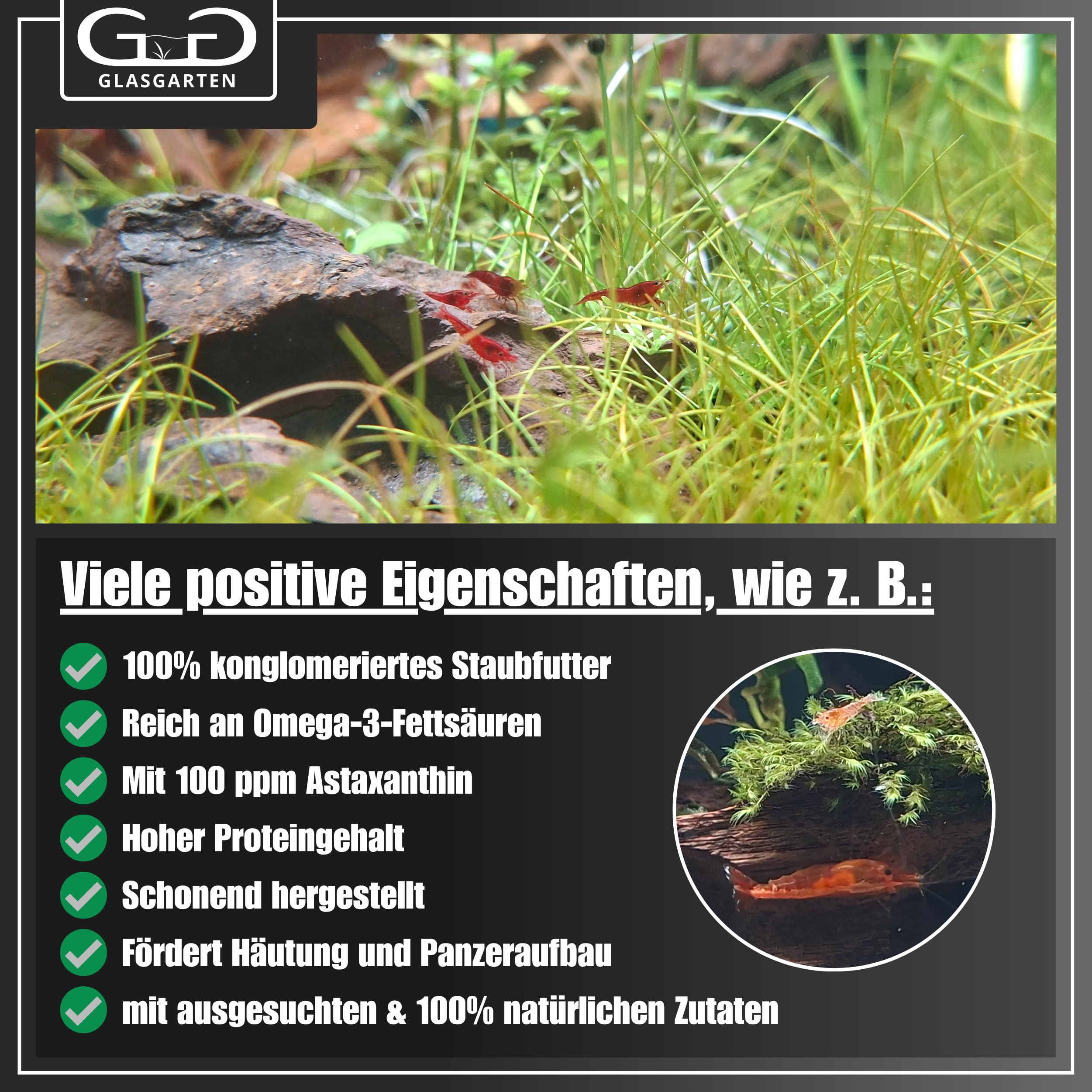 Red coralline algae minerals provide trace elements for carapace support in GlasGarten food.