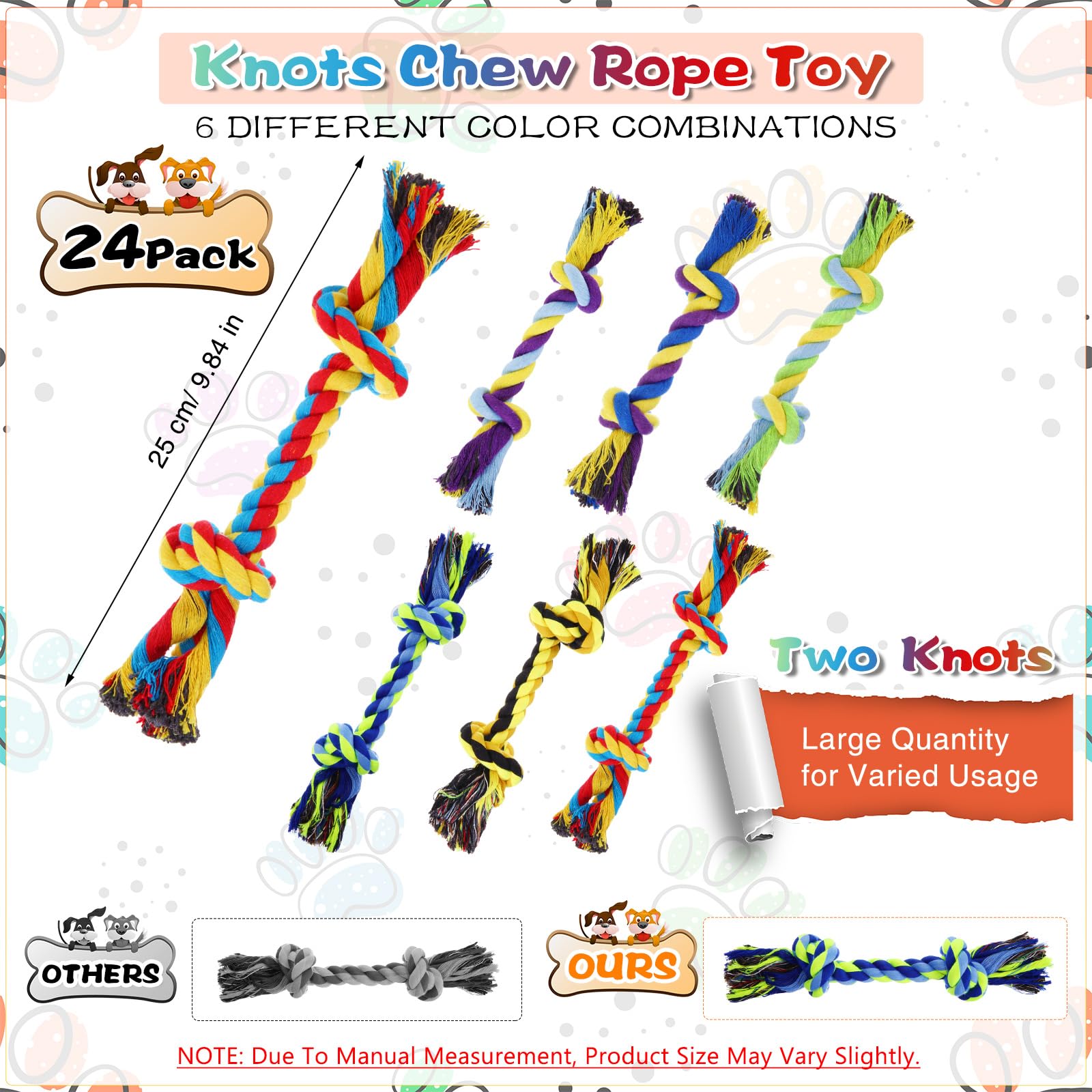 Glimin 10-inch blue yellow purple rope toy close-up for engaging chews