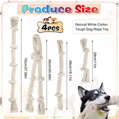 Glimin rope dog toy 3 knots white for tug-of-war and dental-friendly play.