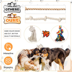 Glimin hand-knotted rope dog toy white for big dogs' interactive tugging.