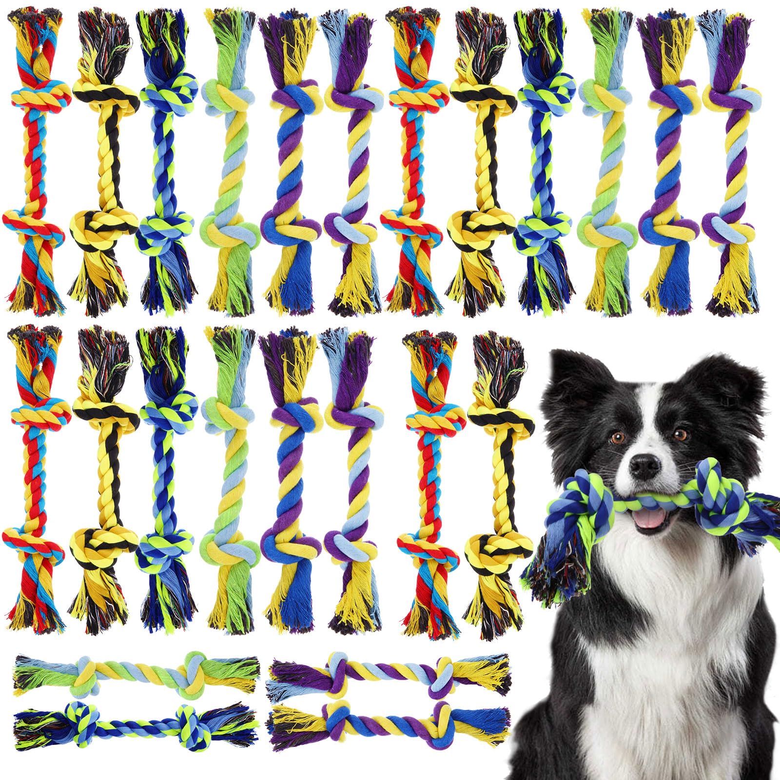 Glimin 24-pack rope toys bundle in vibrant colors for lasting play