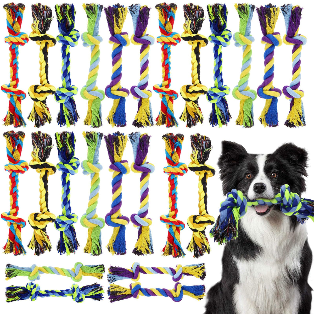 Glimin 24-pack rope toys bundle in vibrant colors for lasting play