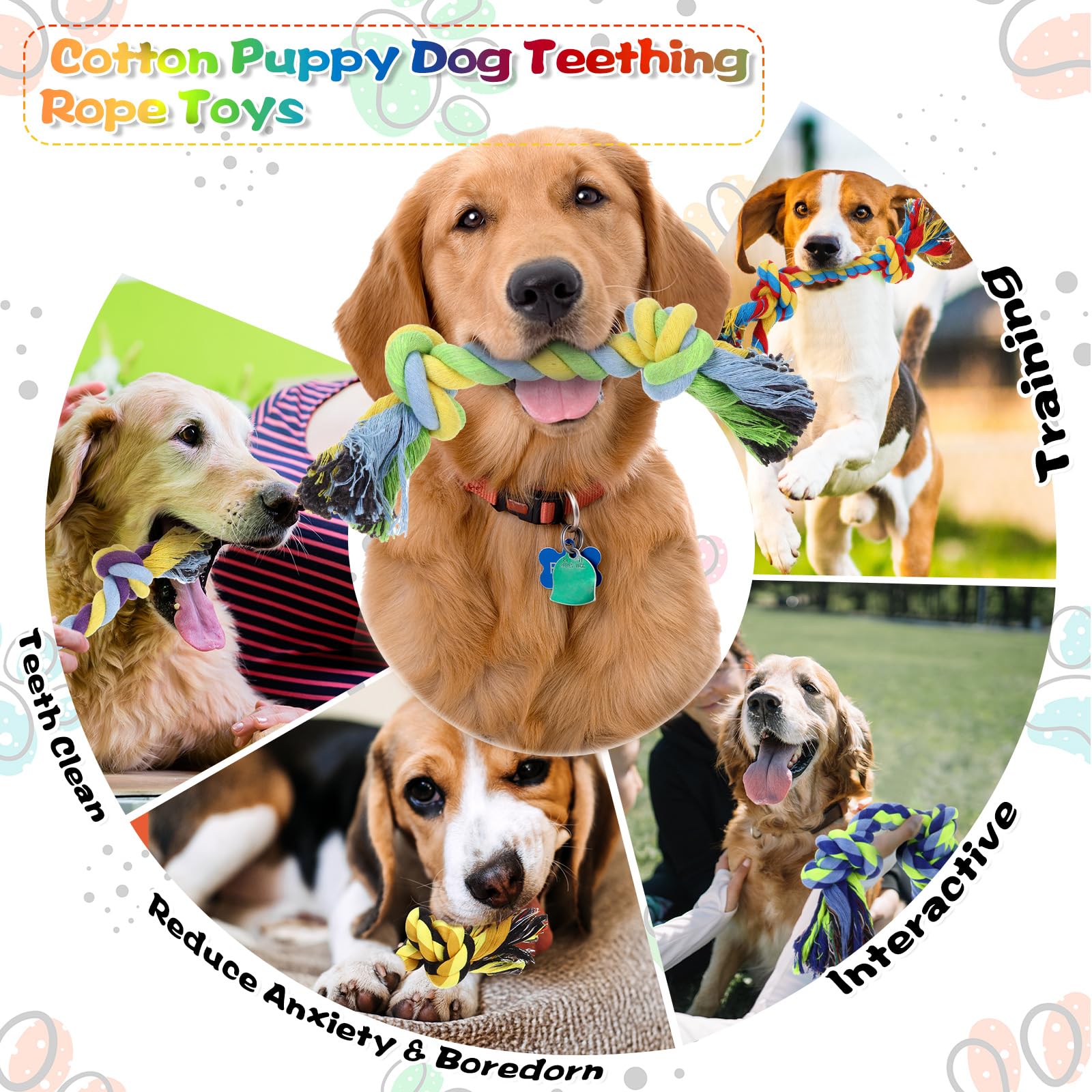 Glimin teething rope toy cotton fibers massage gums during games
