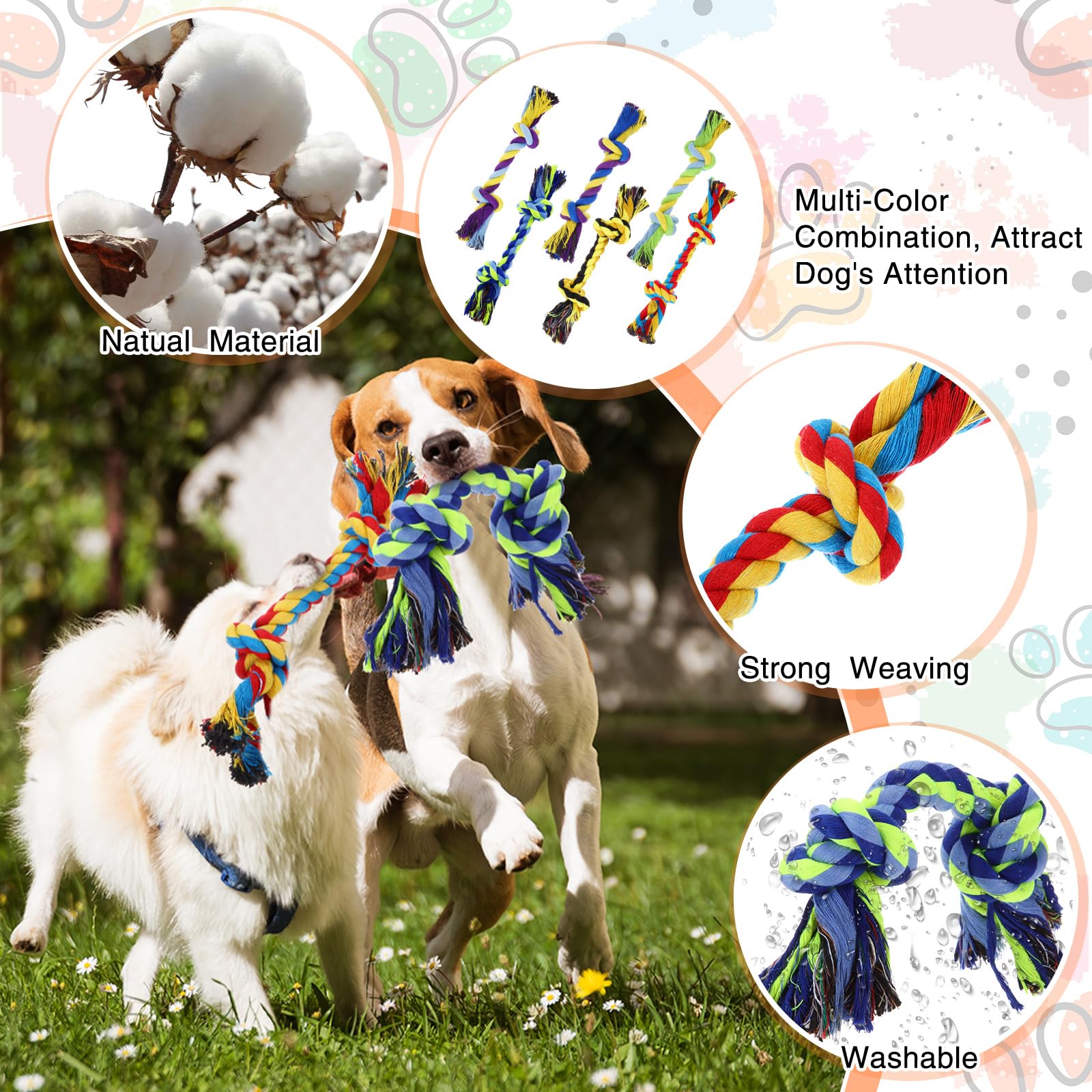 Glimin 2-knot cotton rope toy durable chew for aggressive chewers