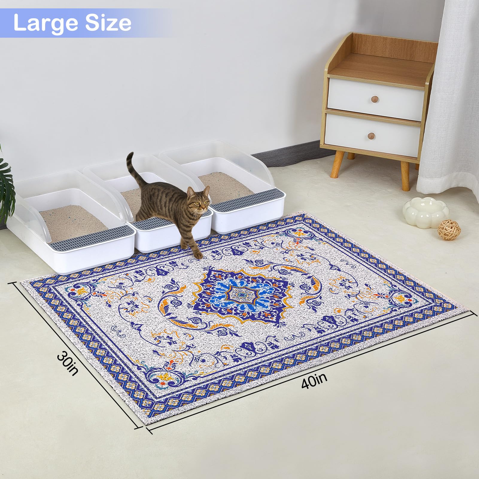 Glittme cat litter mat 40x30 inch coverage catches litter and protects floors.