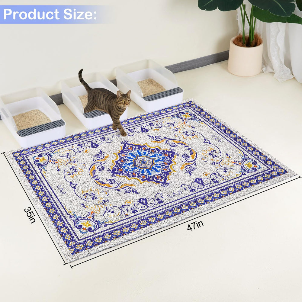 Glittme litter mat dust-trap design catches stray grains before spreading.
