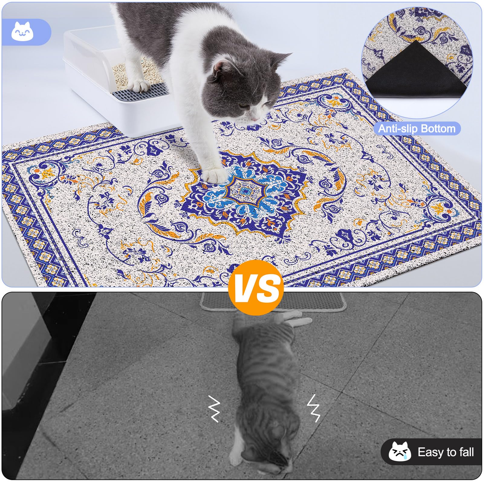 Glittme cat litter mat easy to clean with vacuum, hose, or rinse.