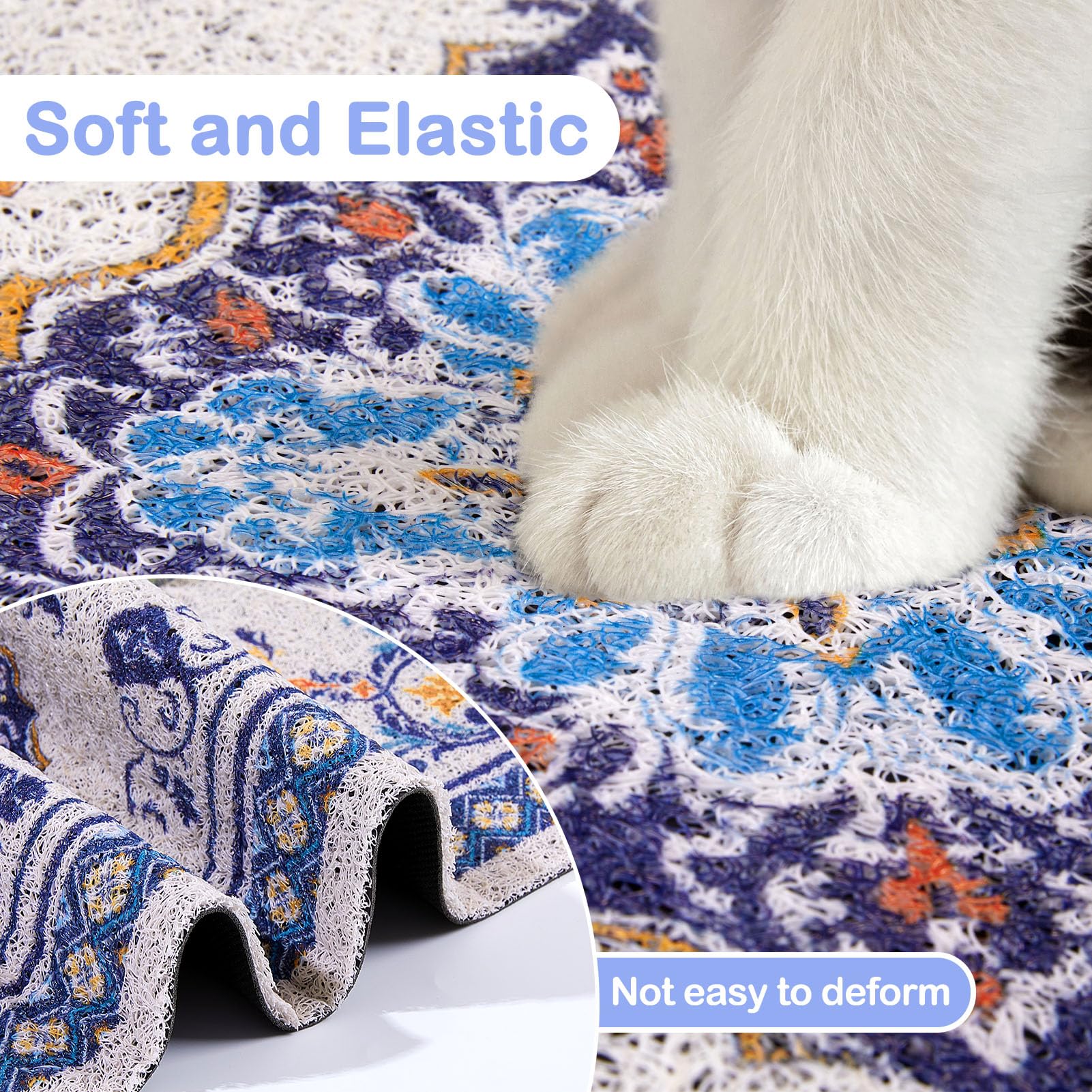 Glittme cat litter mat large area coverage suits big or multiple litter boxes.