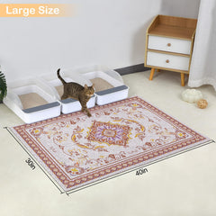Glittme cat litter mat with non-slip base stays in place.