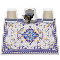 Glittme cat litter mat with non-slip base keeps box stable and reduces spills.