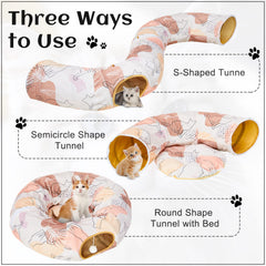 Glittme Cat Tunnel Bed donut cave offers spacious lounging and rest.