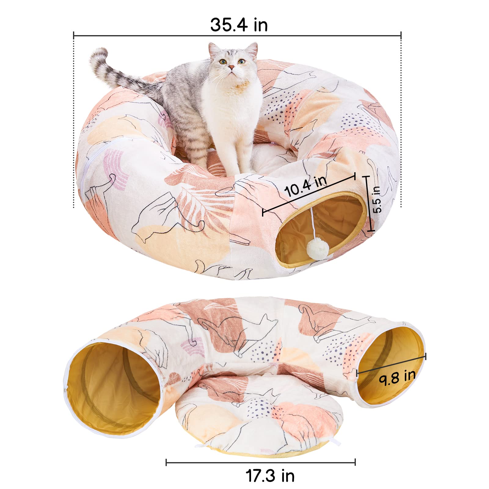Glittme Cat Tunnel Bed foldable design ensures easy storage.