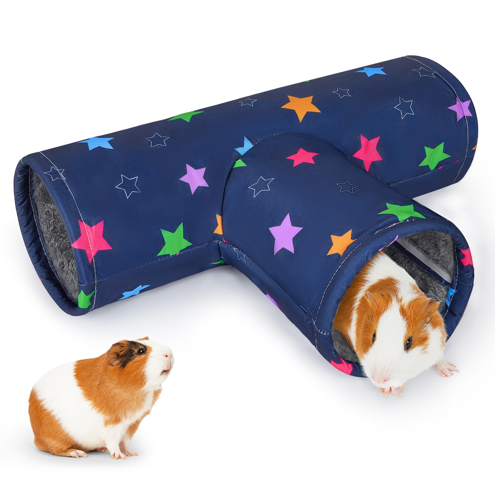 Glittme Guinea Pig Tunnel shows canvas exterior and plush lining for cozy exploration.