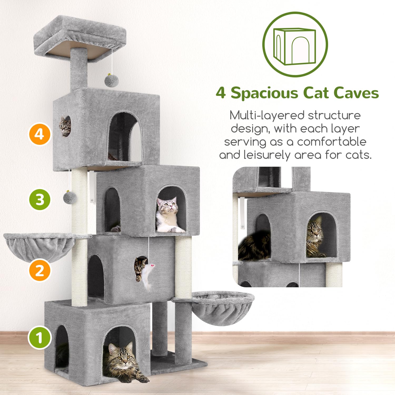 Globlazer four-condo design provides private spaces for several cats