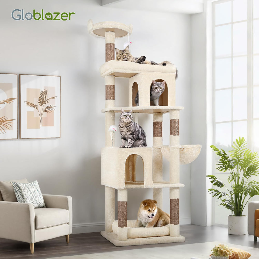 Globlazer 72in tall cat tree ideal for large cats up to 20 lbs