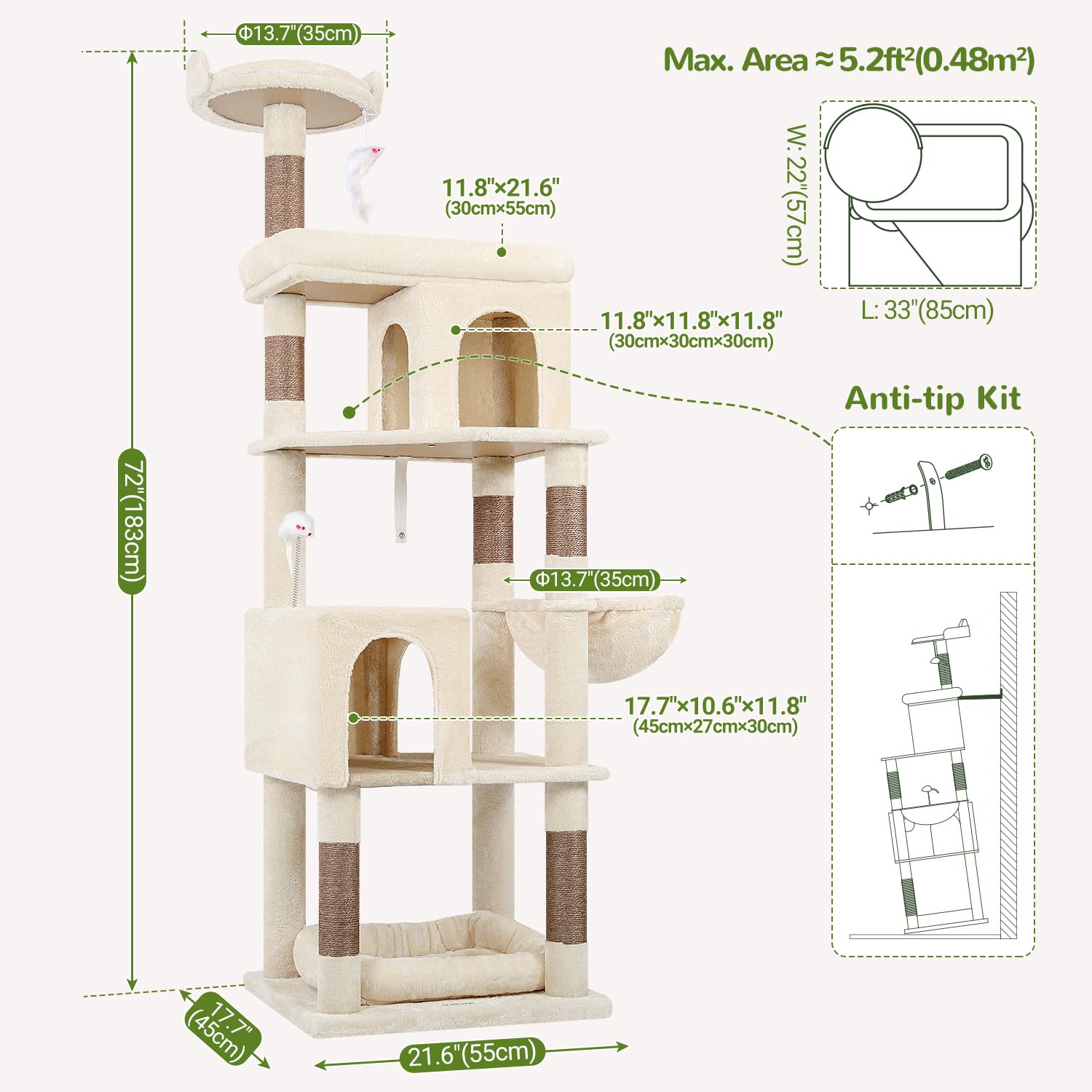 Globlazer beige cat tree decor blends with home environment