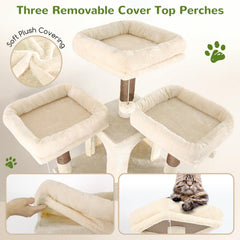 Globlazer Big Cat Tower-3-top-perches provides varied lounging spots for cats.