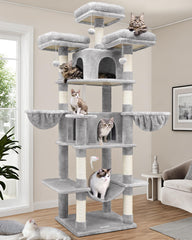 Globlazer Big Cat Tower 80in side view highlights stability for active multi-cat households