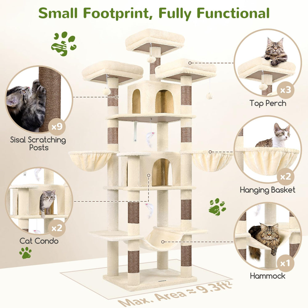 Globlazer Big Cat Tower-9-sisal-posts deliver durable scratching surfaces.