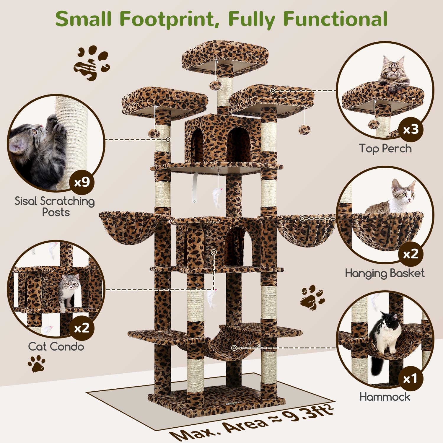 Globlazer Big Cat Tower condos create private retreats where cats nap or hide peacefully.