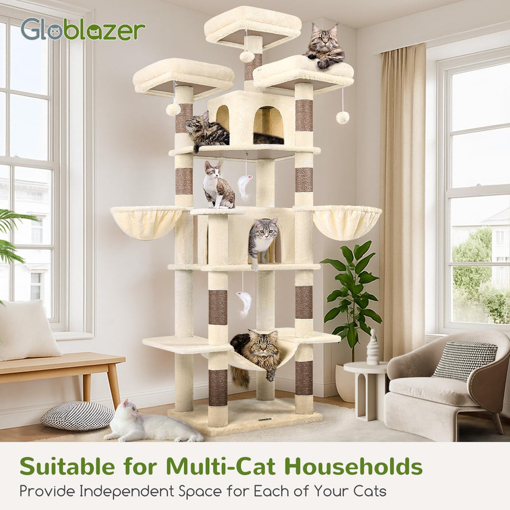 Globlazer Big Cat Tower-hammock-baskets includes hammock and two hanging baskets.