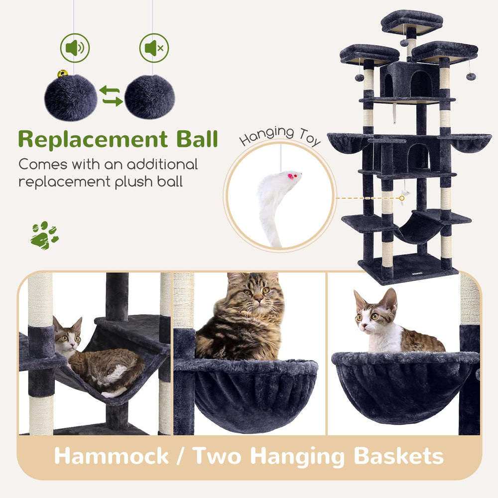 Globlazer Big Cat Tower Hammock Platform invites lounging and relaxation for cats.
