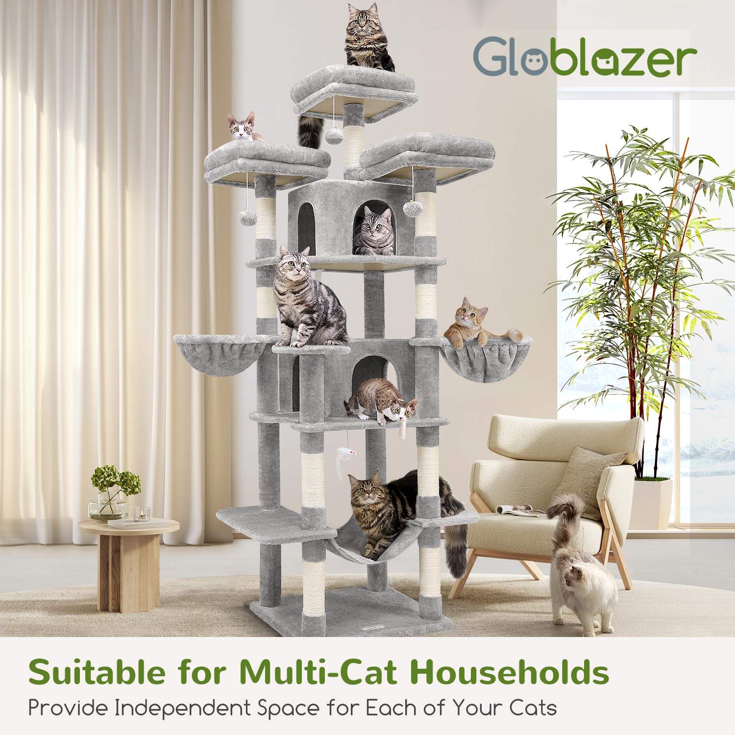 Globlazer Big Cat Tower hanging baskets add versatile resting spots and observation posts