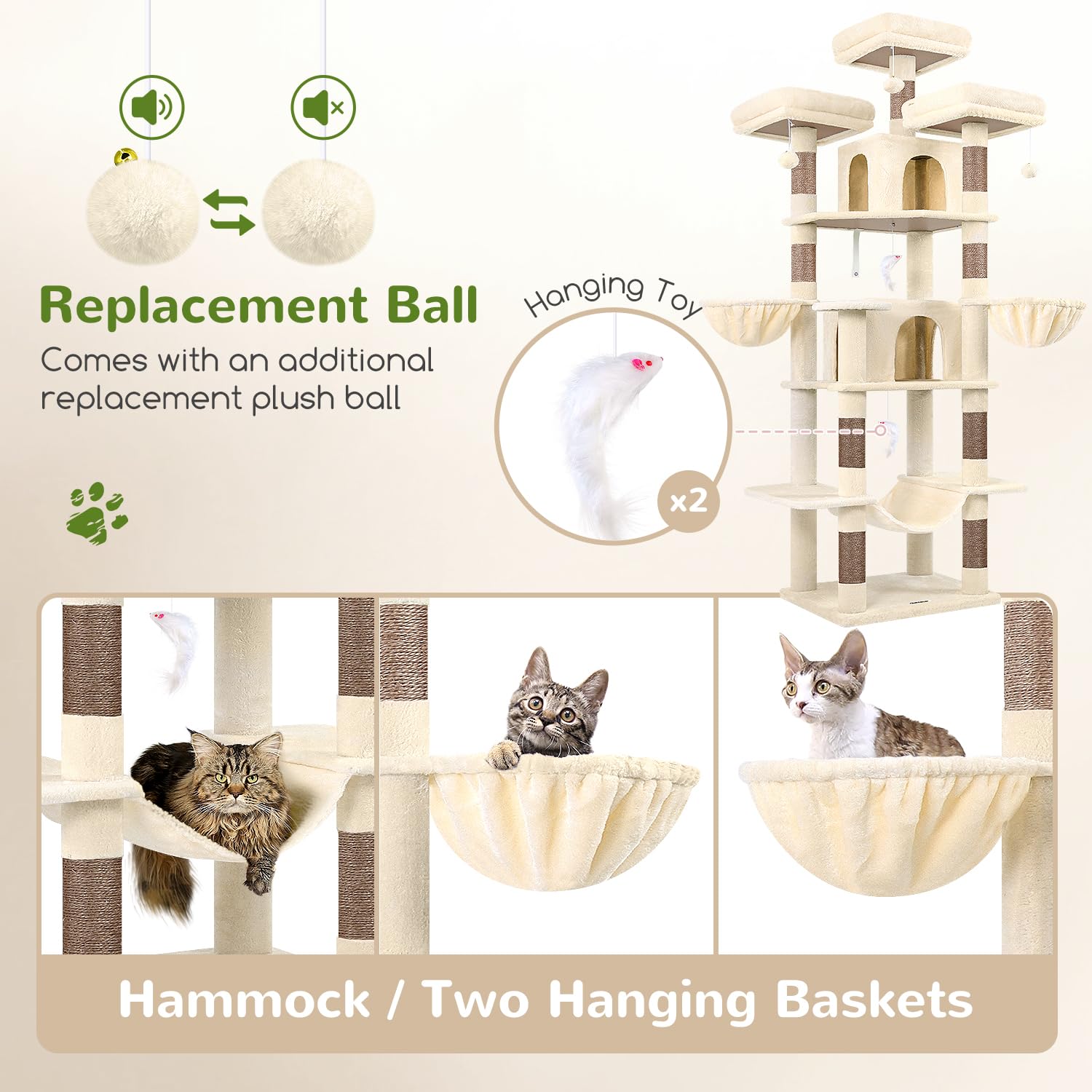 Globlazer Big Cat Tower-plush-cover adds soft, cozy lounging.
