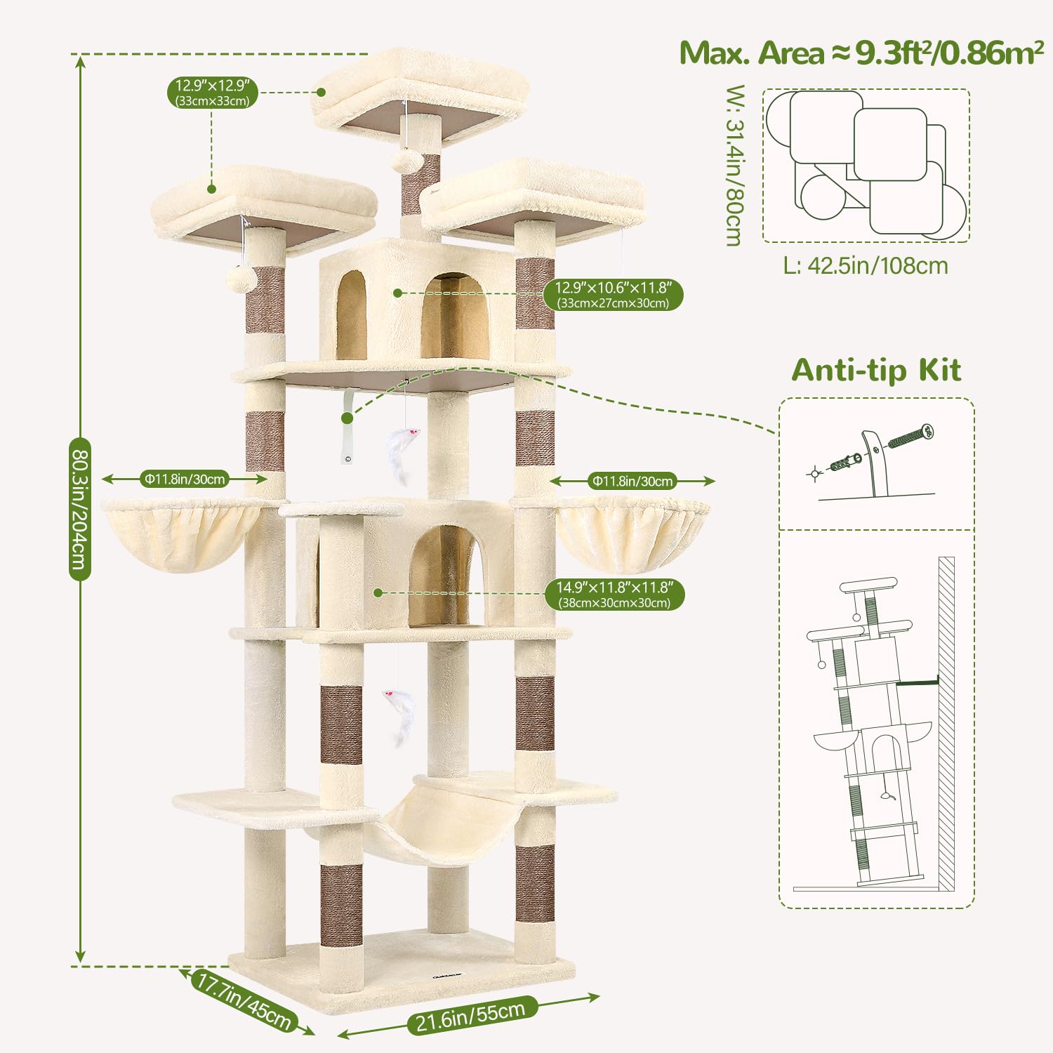 Globlazer Big Cat Tower-sturdy-base enhances stability during play.