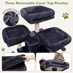 Globlazer Big Cat Tower Three Top Perches provide elevated vantage points for cats indoors.