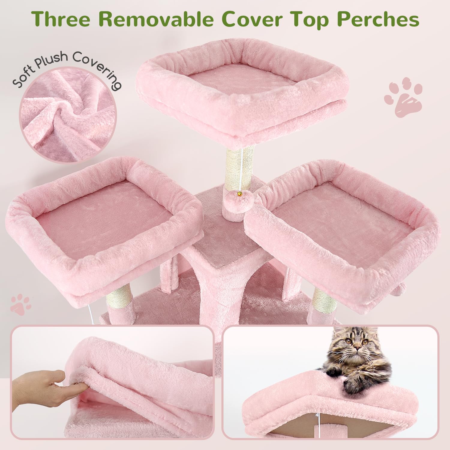 Globlazer Big Pink Cat Tower—two condos provide private retreats for cats.