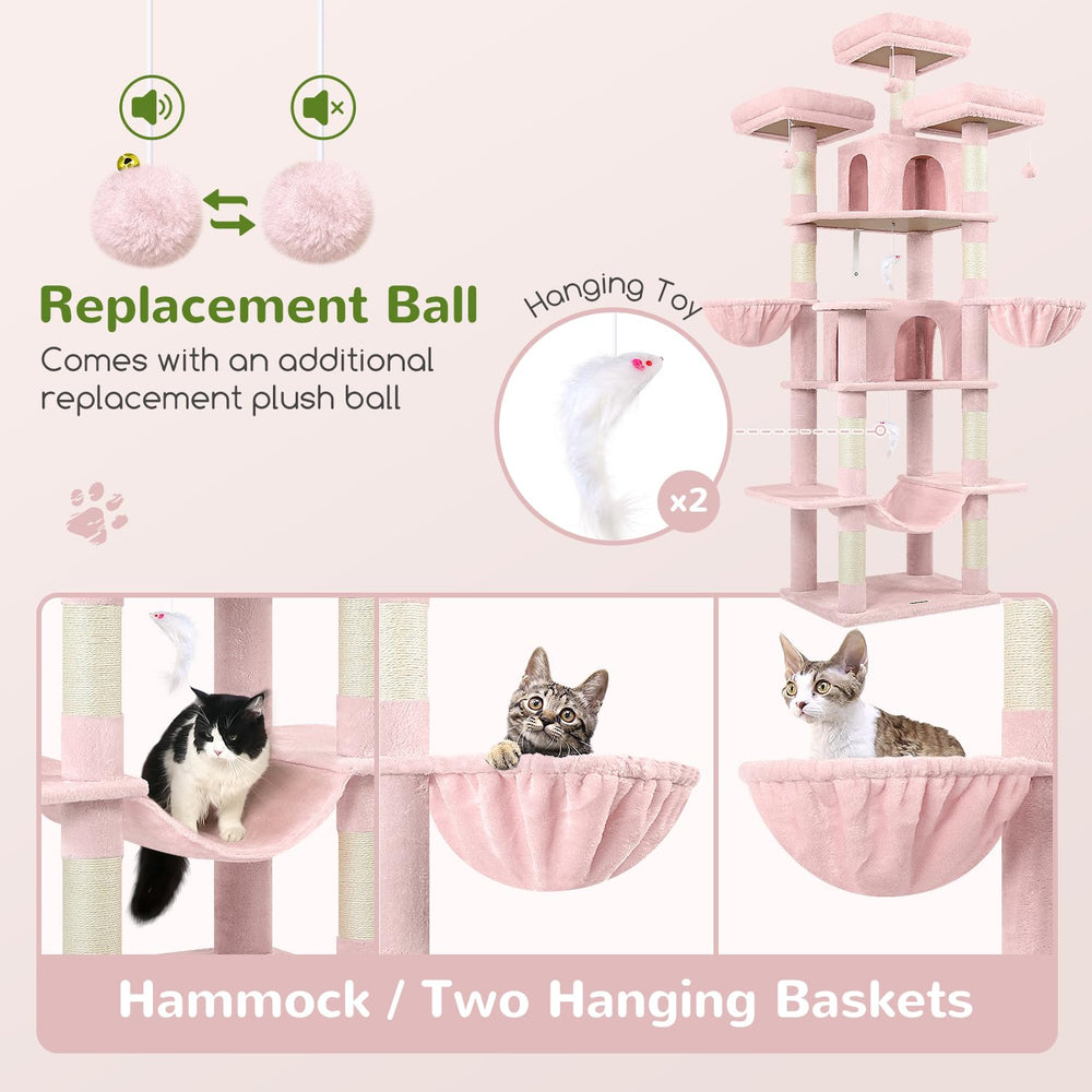 Globlazer Big Pink Cat Tower—reinforced base reduces wobble during active play.