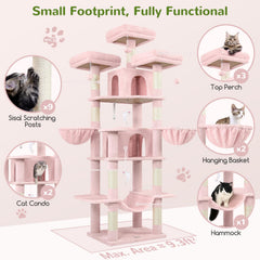 Globlazer Big Pink Cat Tower—three top perches offer elevated vantage points.