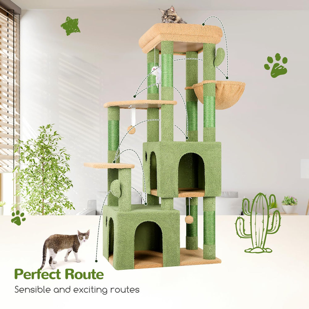 Globlazer Cactus Cat Tower supports large cats with a top perch